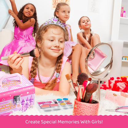 Kids Washable Makeup Kit with Mirror & Jewelry