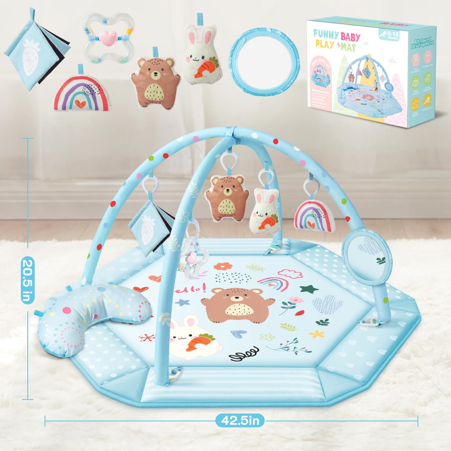 8-in-1 Baby Gym Play Mat with Toys