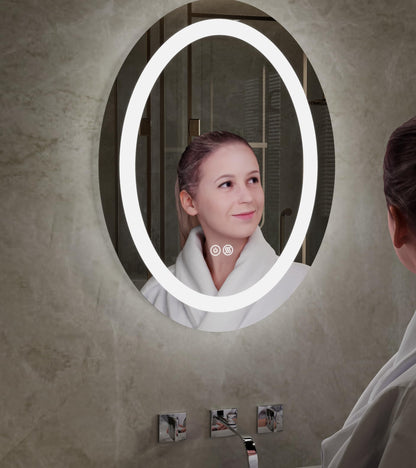 Homebay 31.5 x 23.6 Inch Bathroom LED Vanity Mirror,Dimmable Front Light,Anti Fog Wall Mounted Makeup Mirror Oval, 3 Colors (30K/40K/60K) Adjustable, CRI 90+… B0C96KPKZW