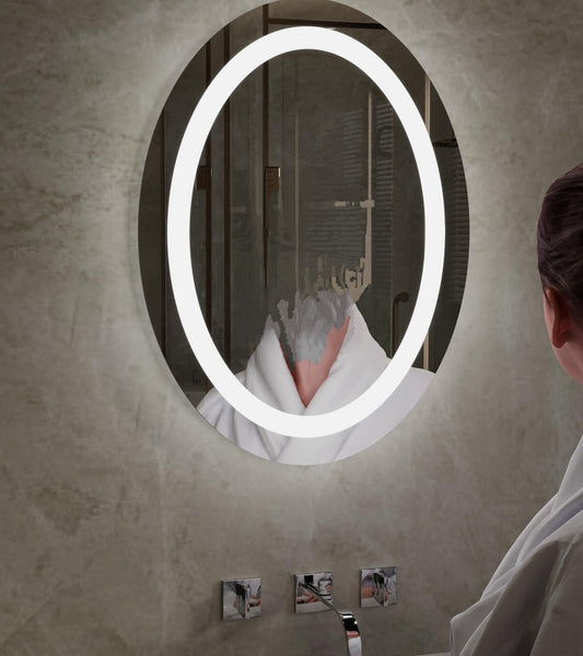 Homebay 31.5 x 23.6 Inch Bathroom LED Vanity Mirror,Dimmable Front Light,Anti Fog Wall Mounted Makeup Mirror Oval, 3 Colors (30K/40K/60K) Adjustable, CRI 90+… B0C96KPKZW