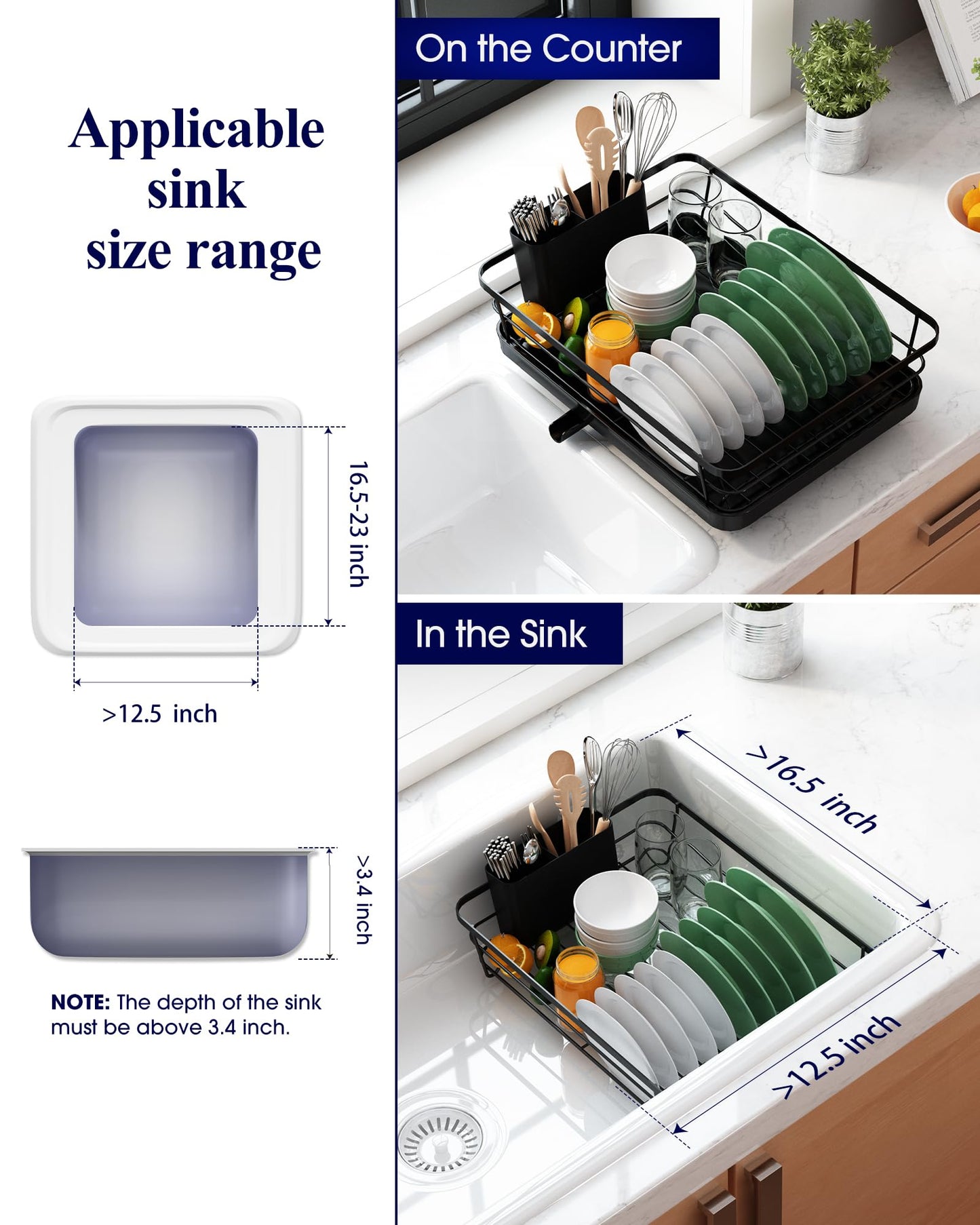Kitsure Dish Drying Rack with Cutlery Holder