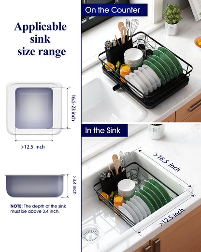 Kitsure Dish Drying Rack with Cutlery Holder