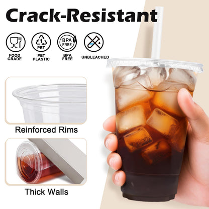 100 Pack Lamosi Clear Plastic Cups with Lids