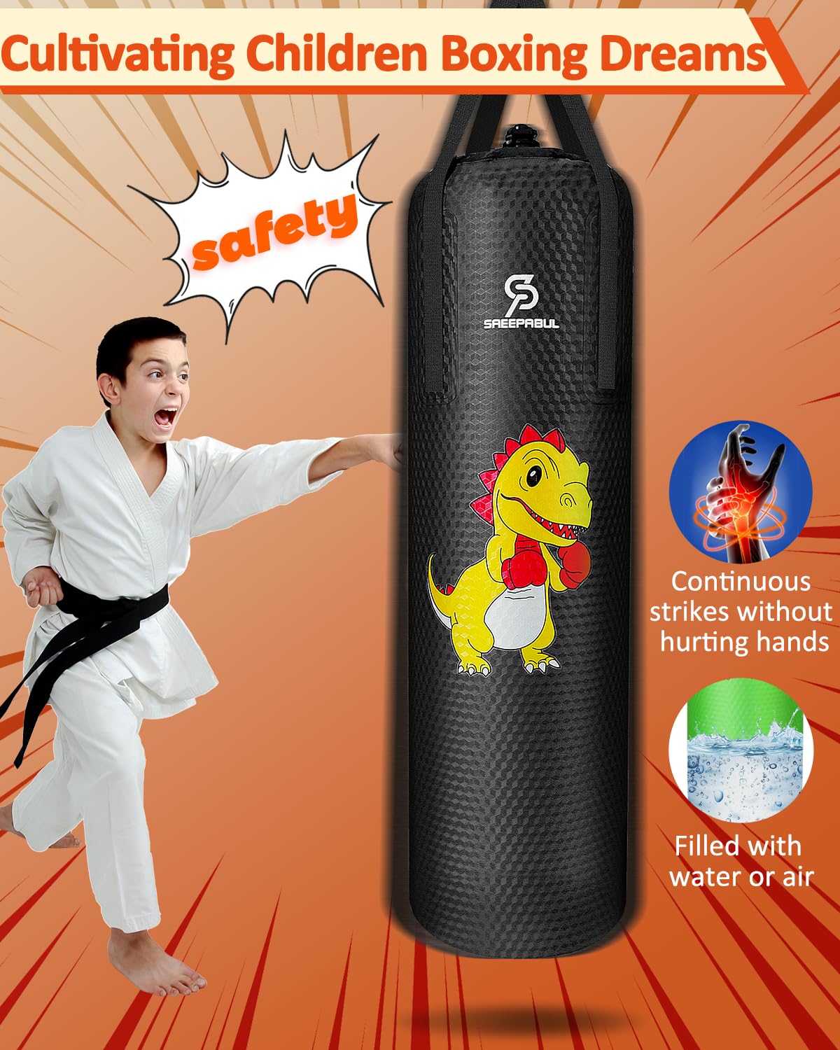 Kids Punching Bag for Boxing - Air/Water Fillable