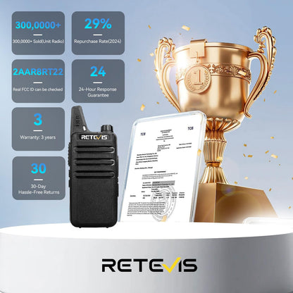 4 Pack Retevis Long Range Walkie Talkies