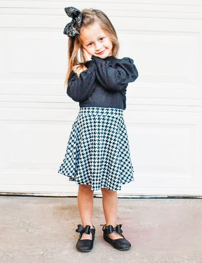 Arshiner Girls Houndstooth Sweater Tops And Skirt Set