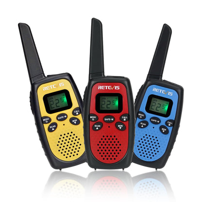Retevis RT628S Walkie Talkies for Kids, RT628 New Version, Safe Mode 2 Way Radio, Long Rang Walkie Talkies for Adults,Toys Gifts for Boys Girls,Camping Hiking Travel School(3 Pcs Red Blue Yellow)