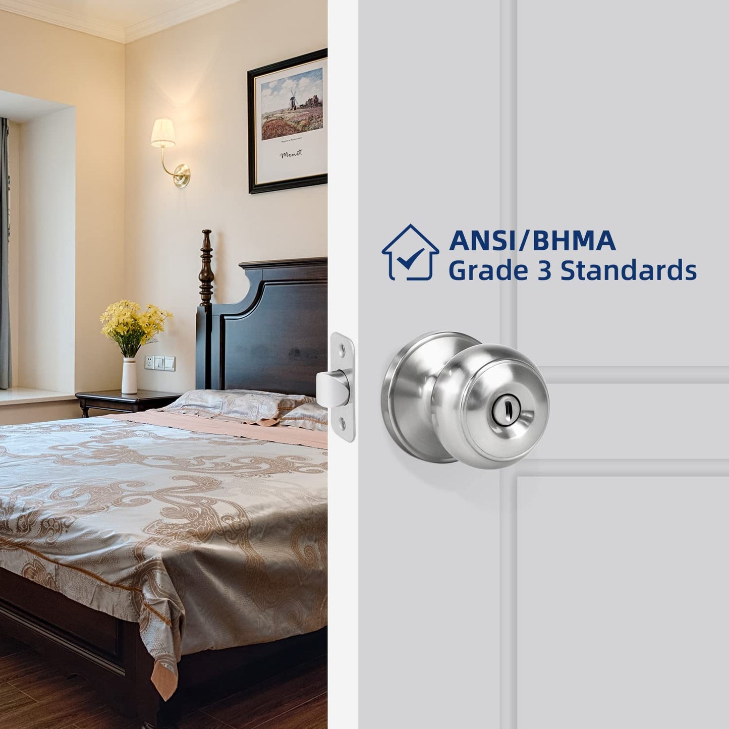 LOQRON Keyless Privacy Door Knob - Satin Nickel