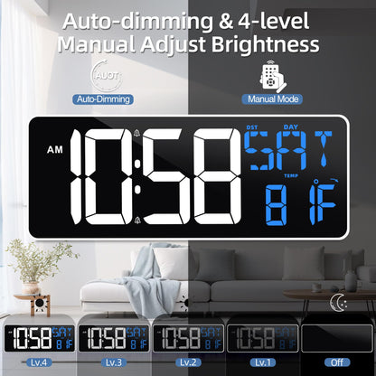Digital Wall Clock with Remote & Night Light