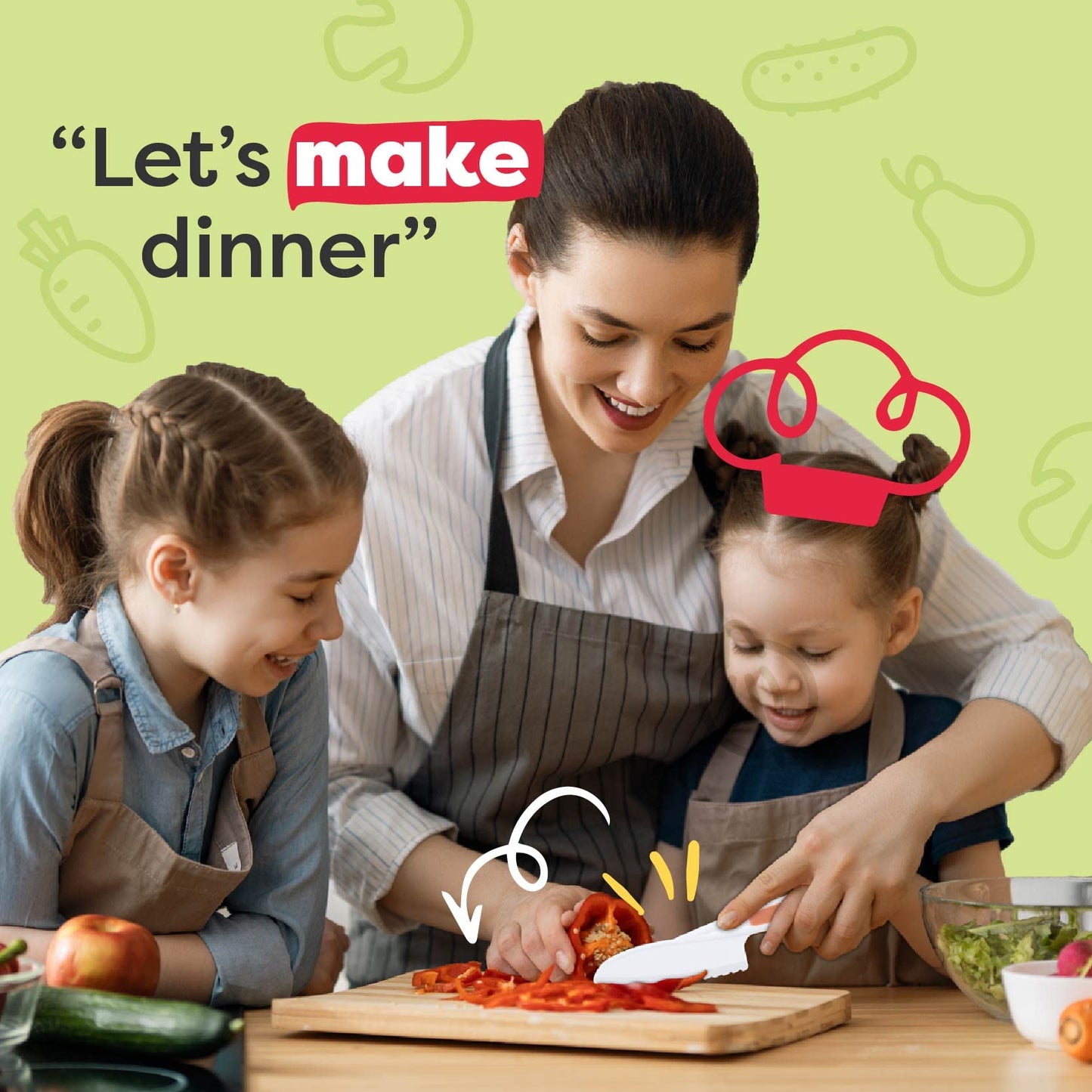 Kid Safe Cooking Knives Set with Cutting Board