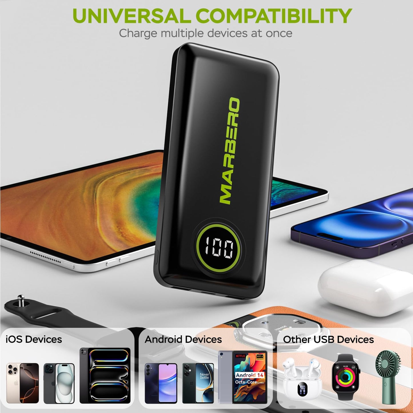 MARBERO 10000mAh Slim Portable Charger Power Bank