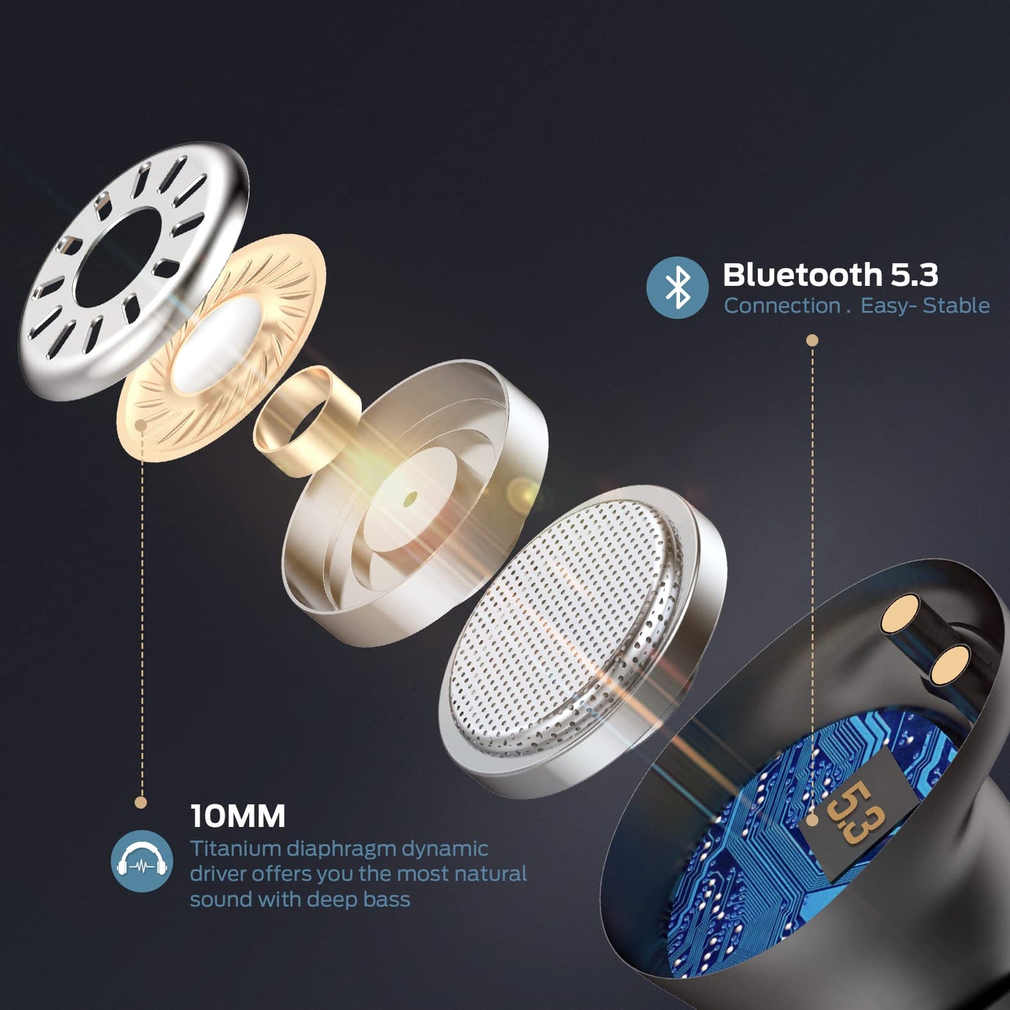 Monster Wireless Earbuds with Touch Control, Bluetooth 5.3