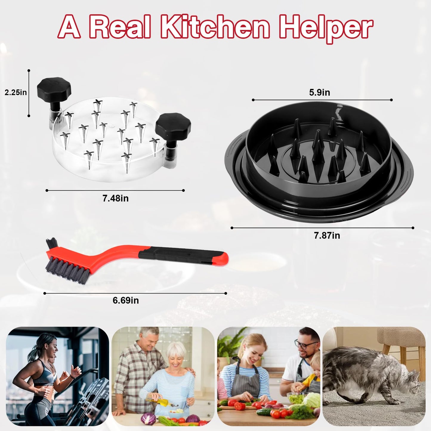 Latest Chicken Shredder Tool Twist - Portable 8 Inches Meat Shredder Tool Twist With Cleaning Brush, Visible Shredded Chicken Tool Chicken Breast Shredder, Ergonomic Handle, Dishwasher Safe, Anti-Slip