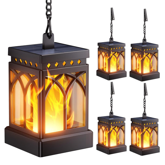 4 Pack KOOPER Solar Lanterns with Flickering Flame
