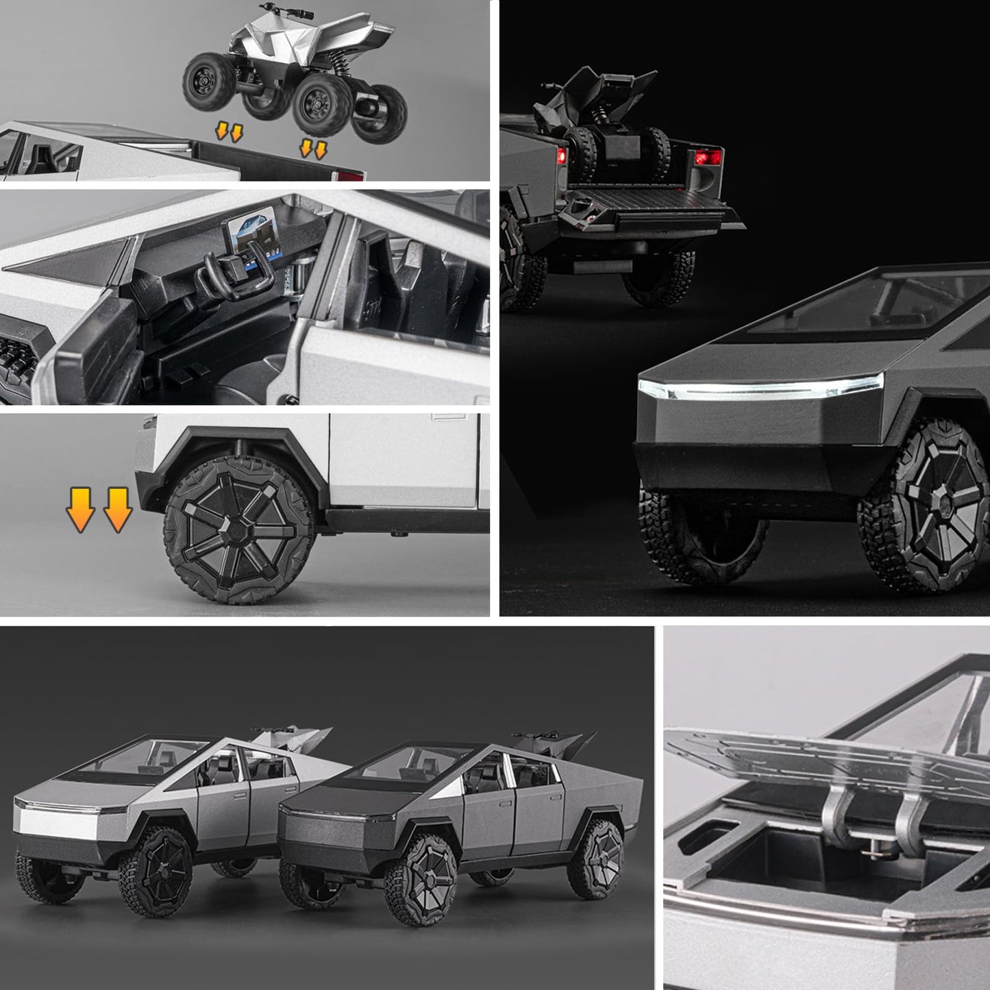 Cybertruck Pickup RV Model with Motorcycle Toy