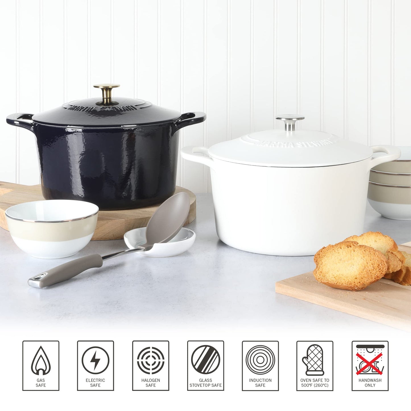 Martha Stewart 7 QT Enamel Cast Iron Dutch Oven