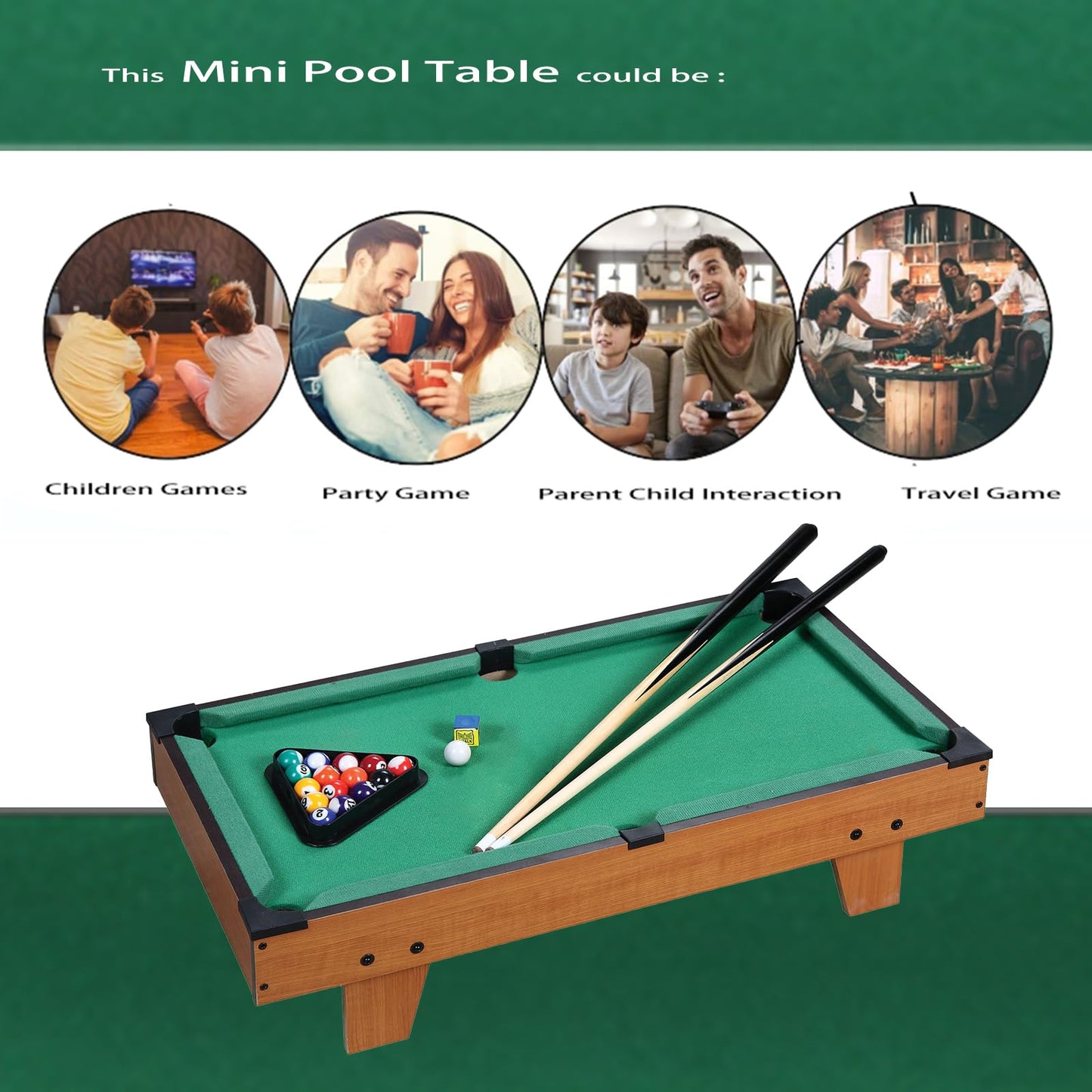 Hora de Lima Mini Pool Table for Kids Mini Billiards Table-Top Game Pool Table Toy for Cat Pool Tables Fun for Kids Birthday Children's Day Gift (27")