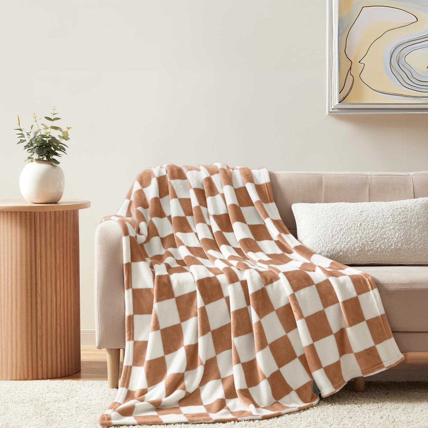 Cozy Fleece Checkered Throw Blanket