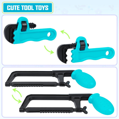 Kids Tool Set - Pretend Play Toy Tool with Tool Box, Toddlers Toy Drill Construction Tool Accessories Gift for Toddlers Boys Aged 3 4 5 6 7
