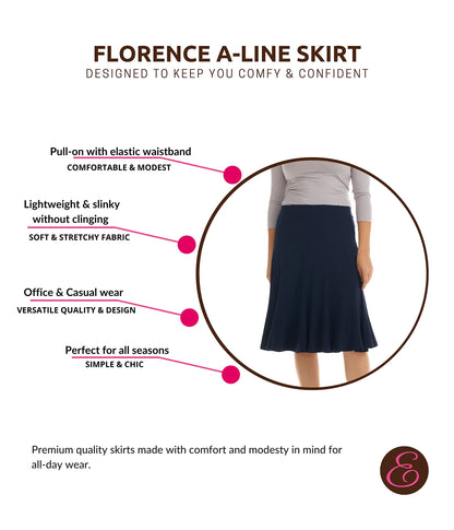ESTEEZ Skirts for Women Midi Length -Womens - Navy A-line Skirt - Florence (EX802159 Navy Medium)