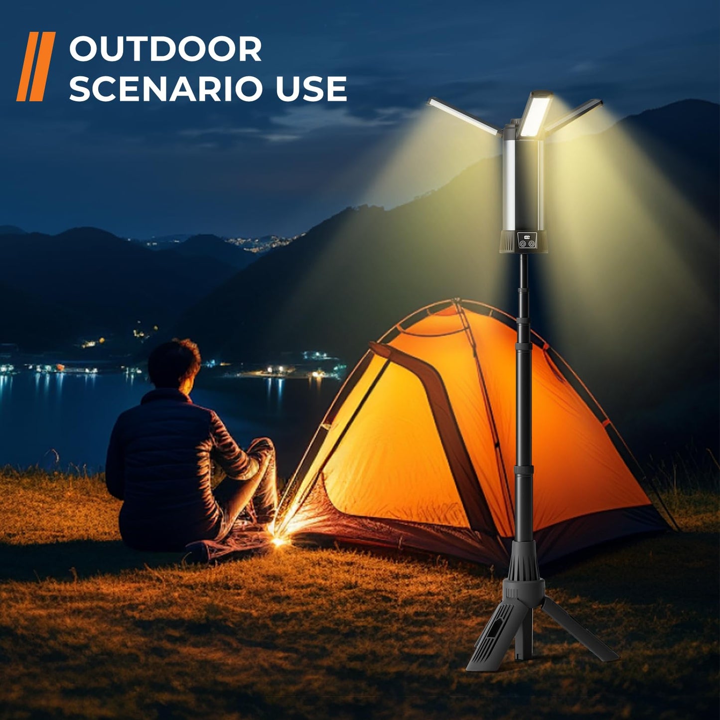 2000 Lumen Rechargeable Camping Light with Stand