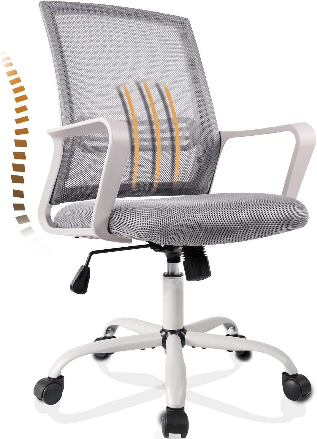 Desk Chair Ergonomic Mesh Home Office Chair, Mid Back Adjustable Computer Task Chairs Swivel Rolling Office Desk Chair, Grey