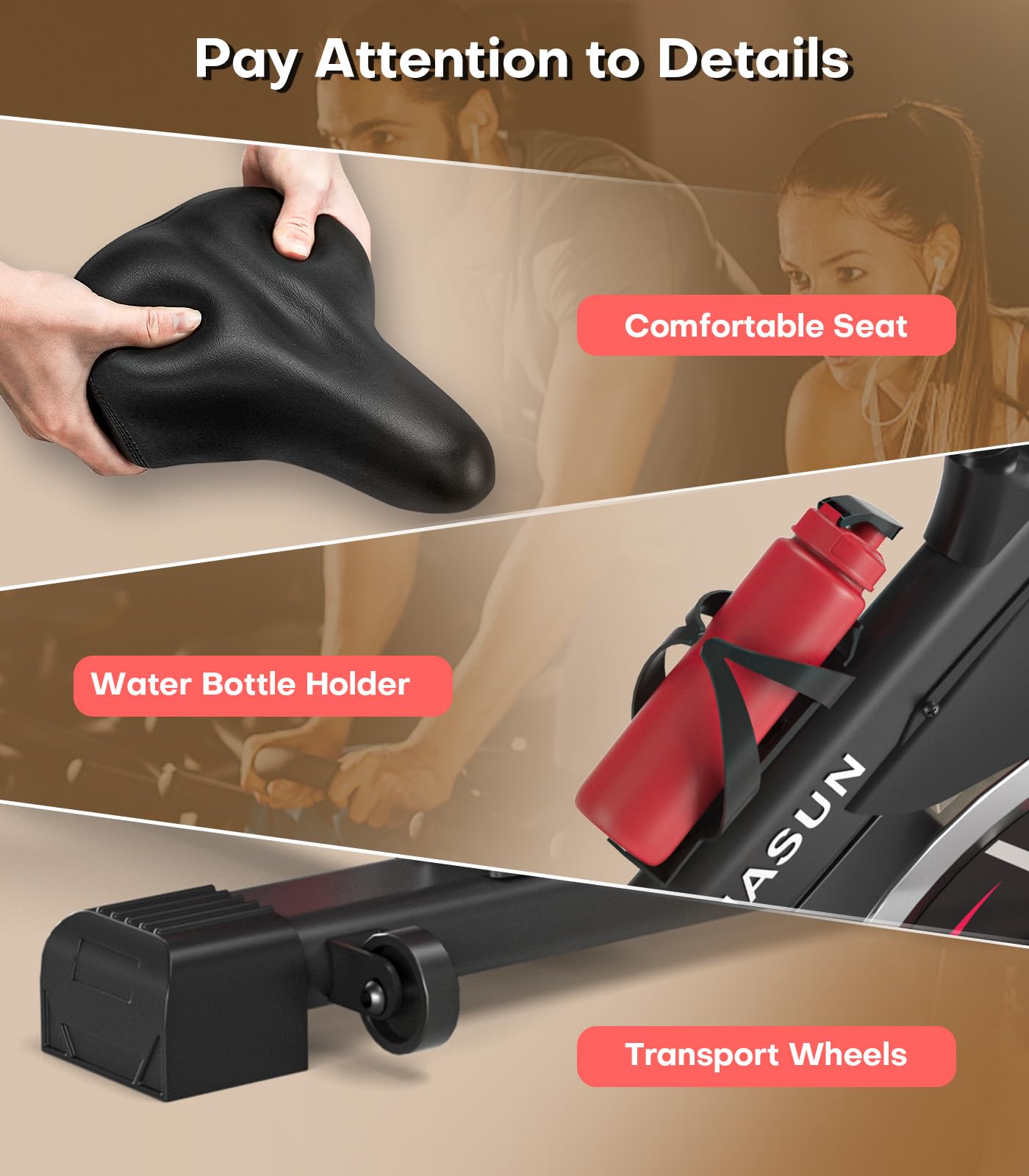 Exercise Bike, DMASUN Classic Brake Pad Stationary Bike for Home with 300 LBS Capacity, Indoor Bike with Comfortable Seat Cushion, Digital Display with Pulse