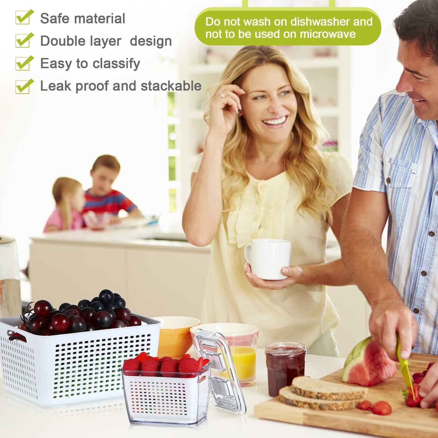 Fruit Storage Containers with Lids and Dividers