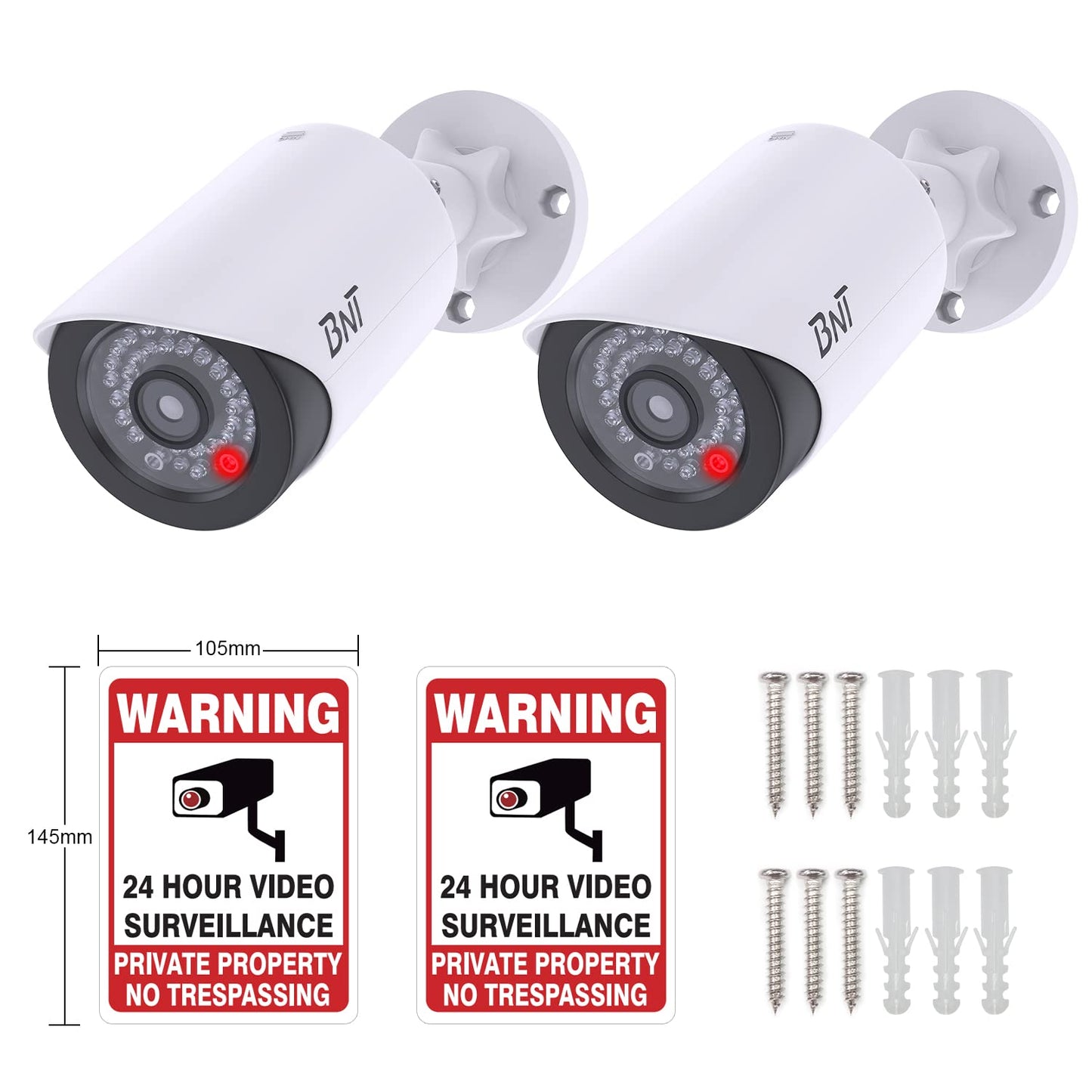 2 Pack Dummy Fake Security Cameras for Home