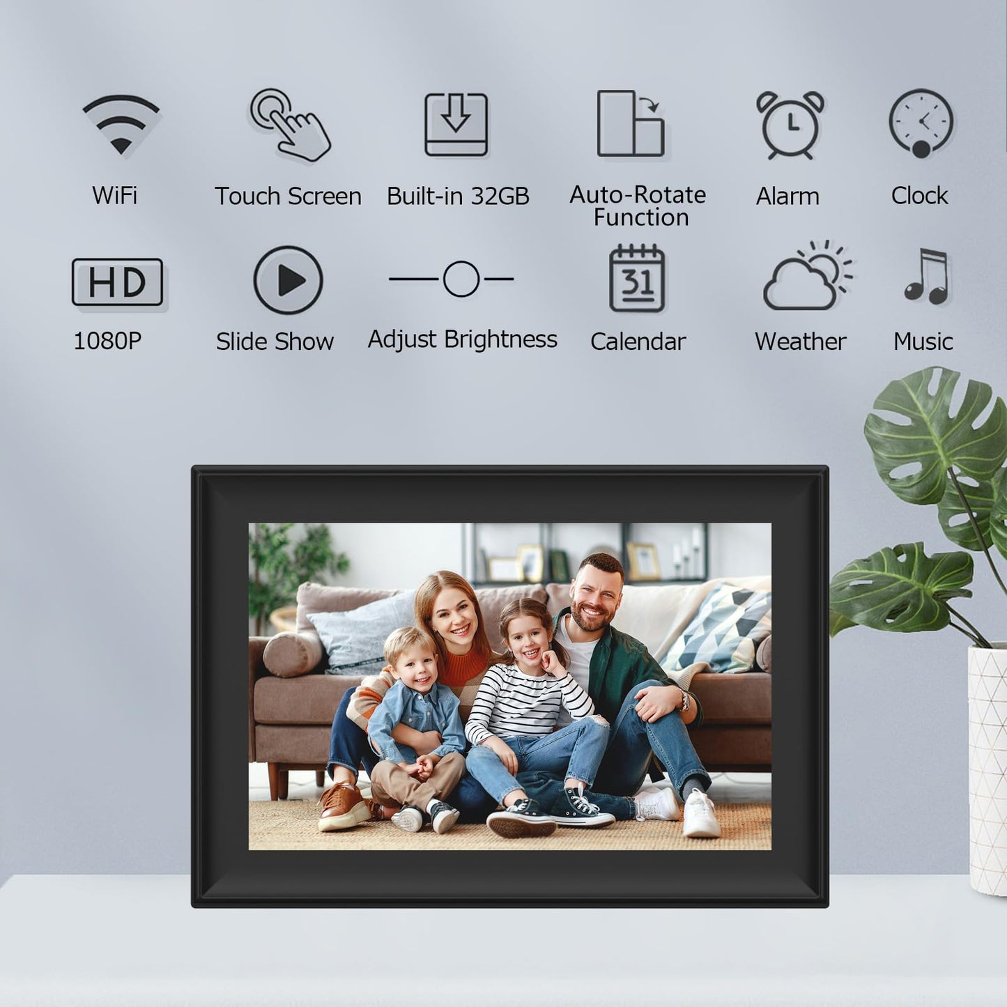 10.1" WiFi Digital Photo Frame with 32GB Storage