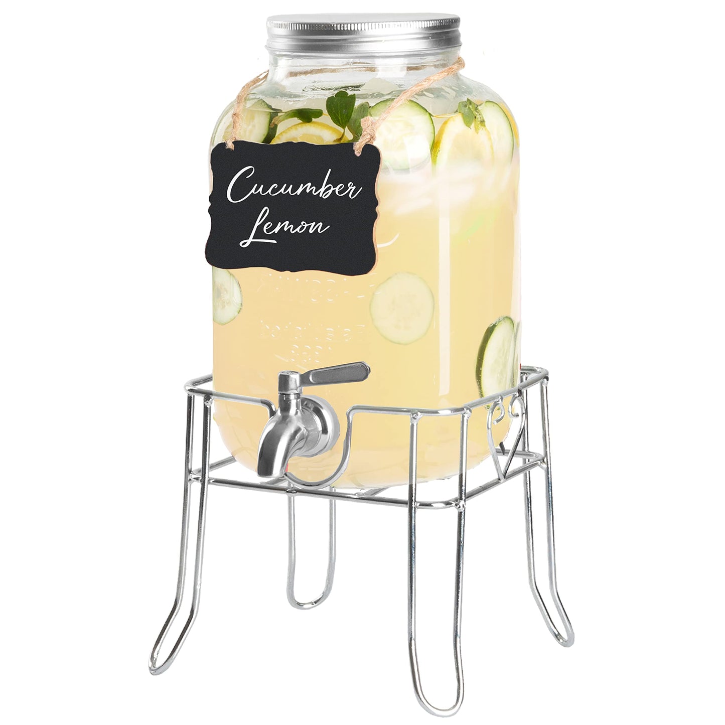 Ilyapa 1 Gallon Glass Beverage Dispenser with Spigot