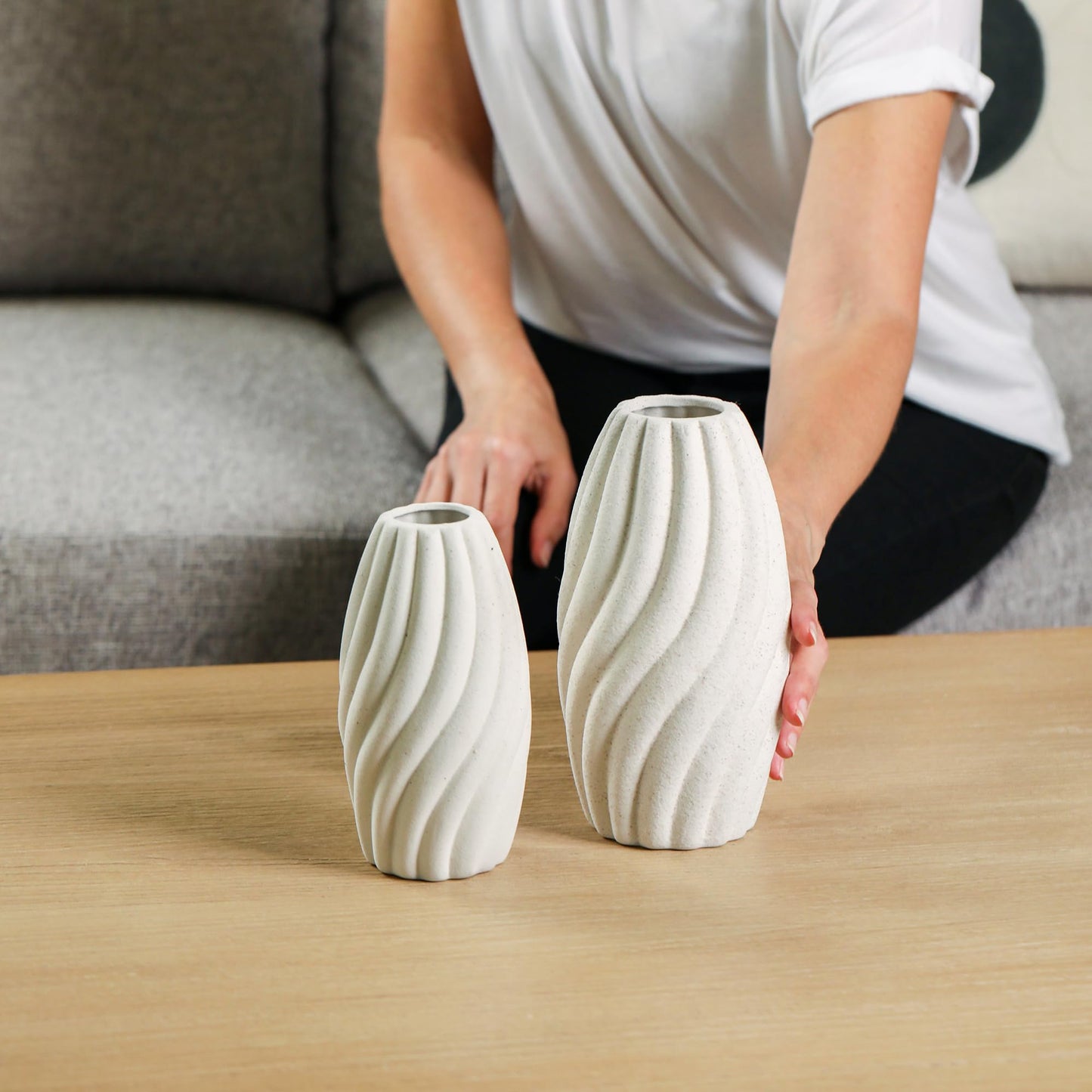Rustic Ceramic Vase for Pampas Grass Decor