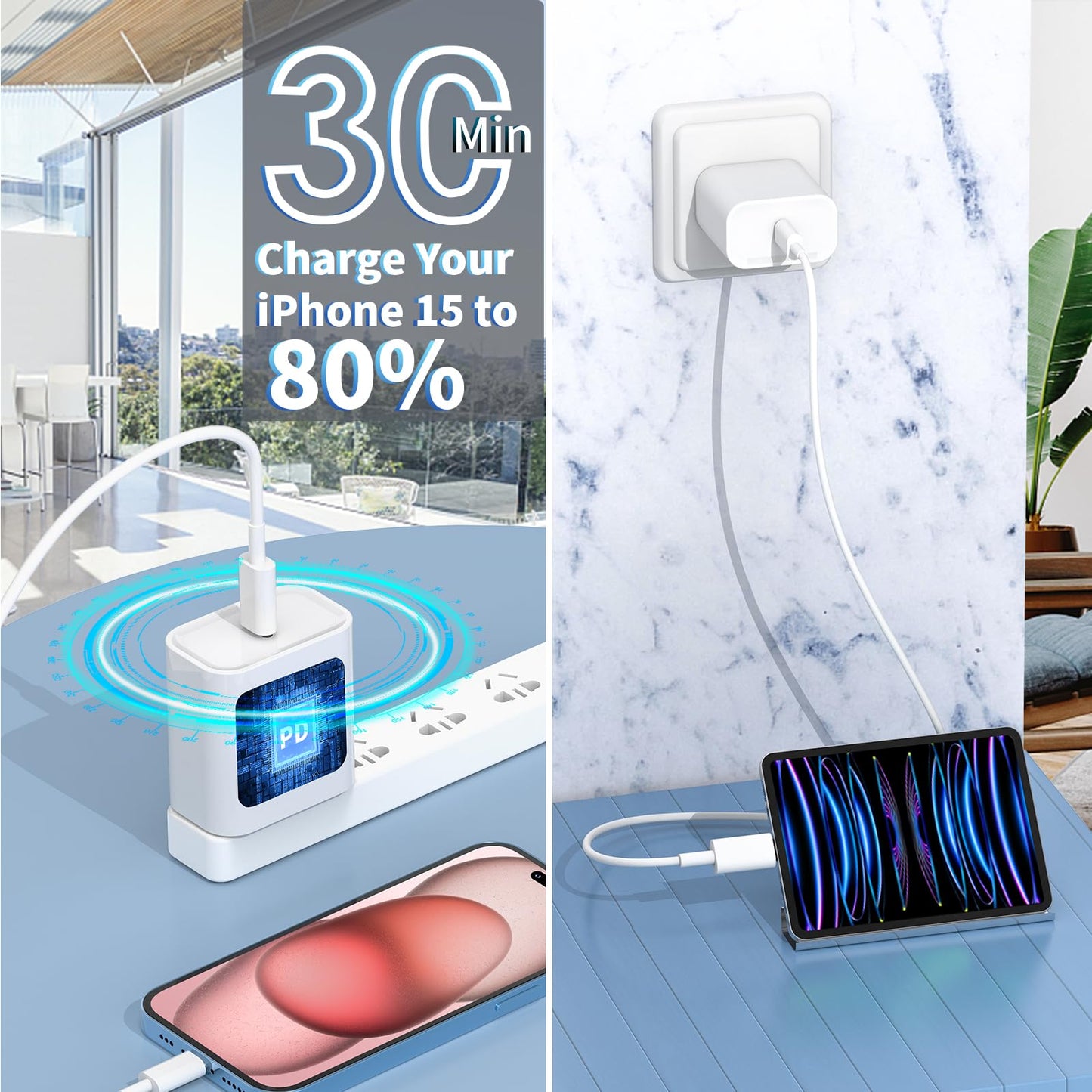 3 Pack Fast Charging iPhone 16 Charger