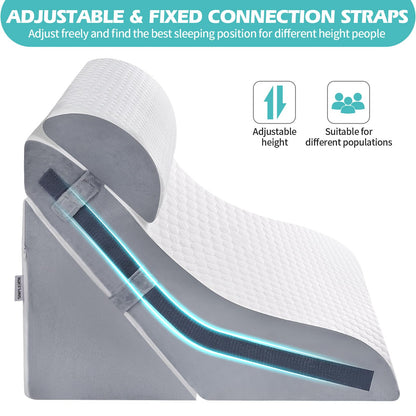 Adjustable Memory Foam Wedge Pillow for Back Pain