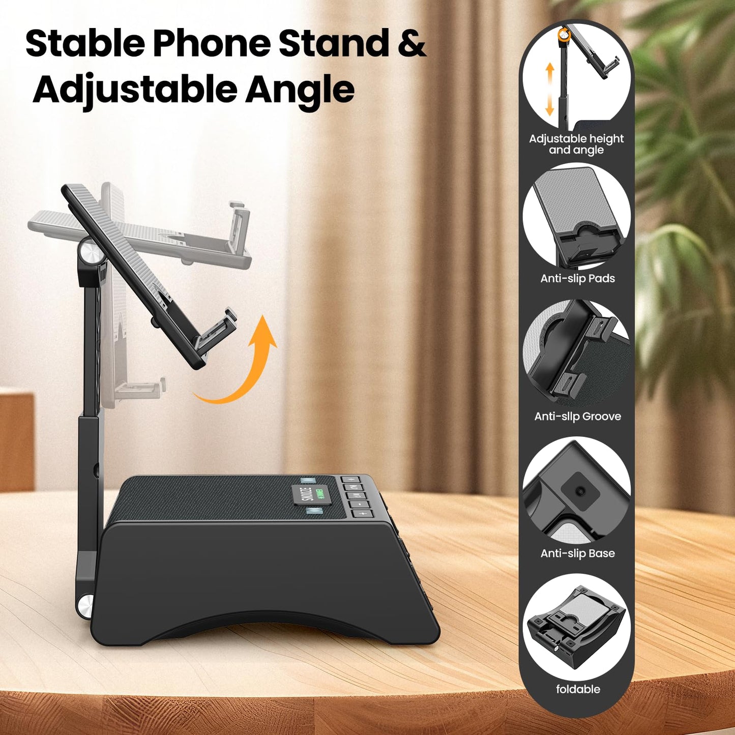 JTEMAN Gifts for Men Women,Cell Phone Stand with Wireless Bluetooth Speaker,Adjustable Cool Tech Kitchen Gadgets,Unique Birthday Gift Idea for Him, Husband, Boyfriend