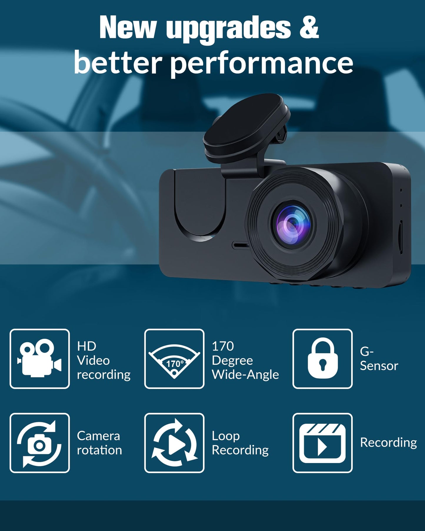 4K Dash Camera with Front and Rear Recording