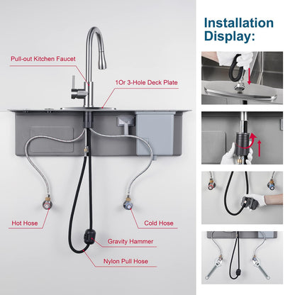 Matte Black Kitchen Faucet with Pull Down Sprayer