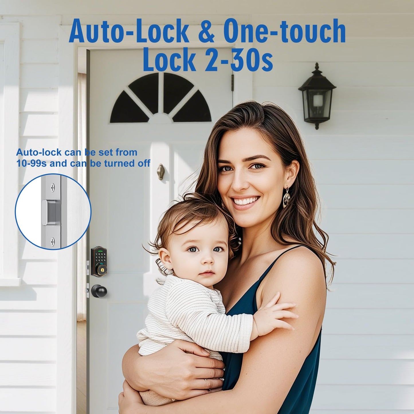 Fingerprint Smart Locks for Front Door with Handle Set,Smart Locks for Front Door,Keyless Entry Keypad Deadbolt, App Control,with 2 Knob,Anti-Peek Password,Easy Install,Auto Lock,Satin Nickel