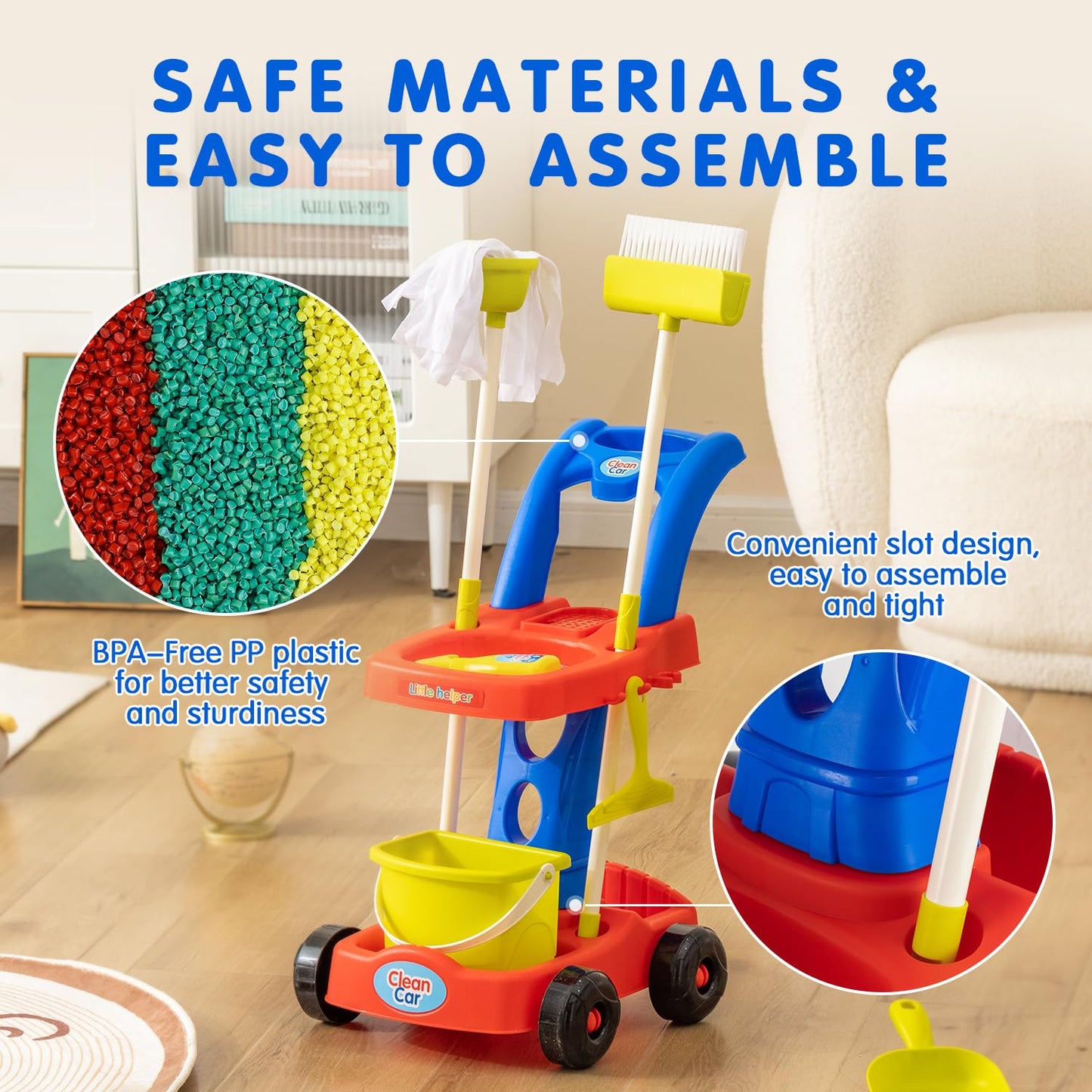 Kids Cleaning Toy Set with Cart for Toddlers