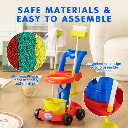 Kids Cleaning Toy Set with Cart for Toddlers