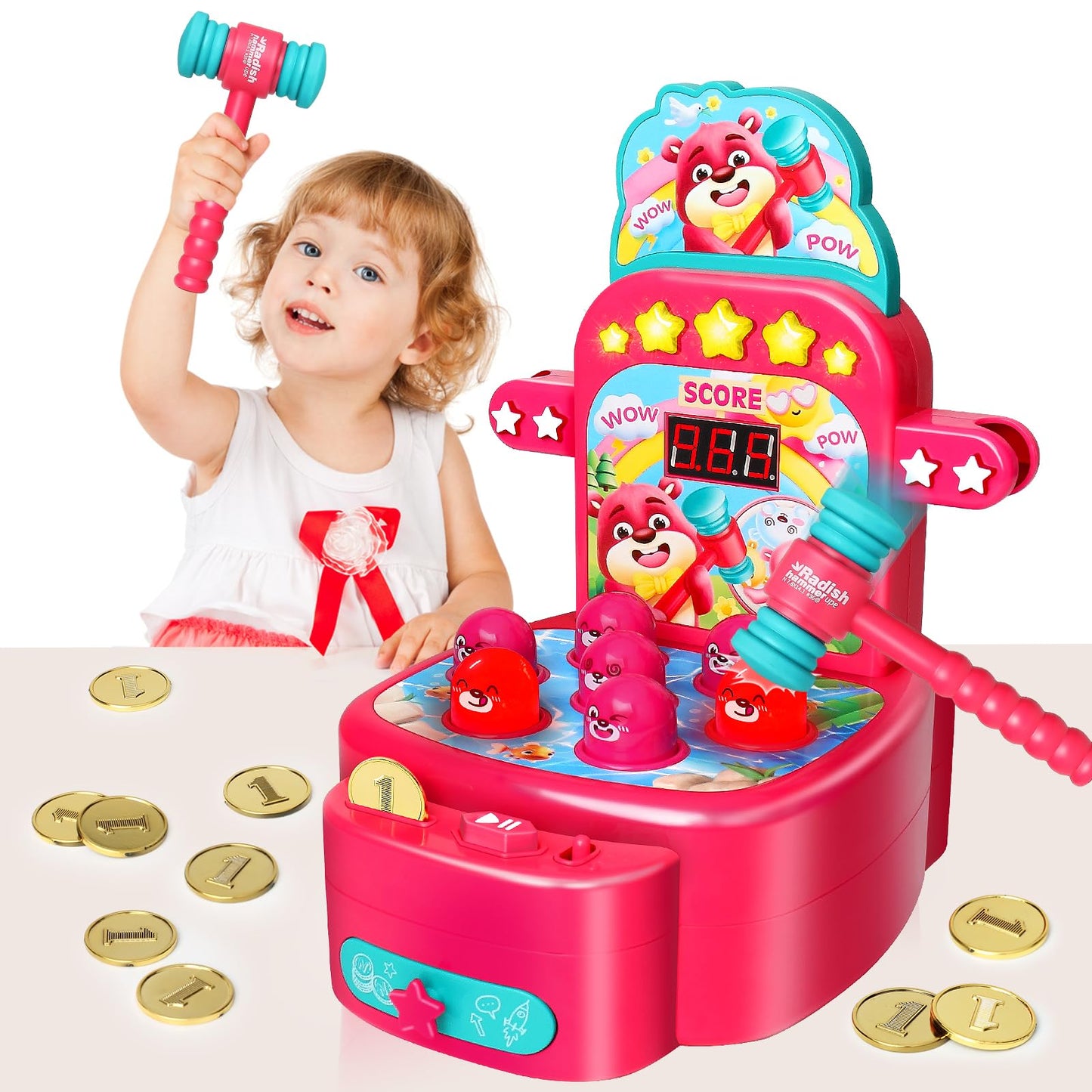 Whack A Mole Game for Toddlers with Hammers