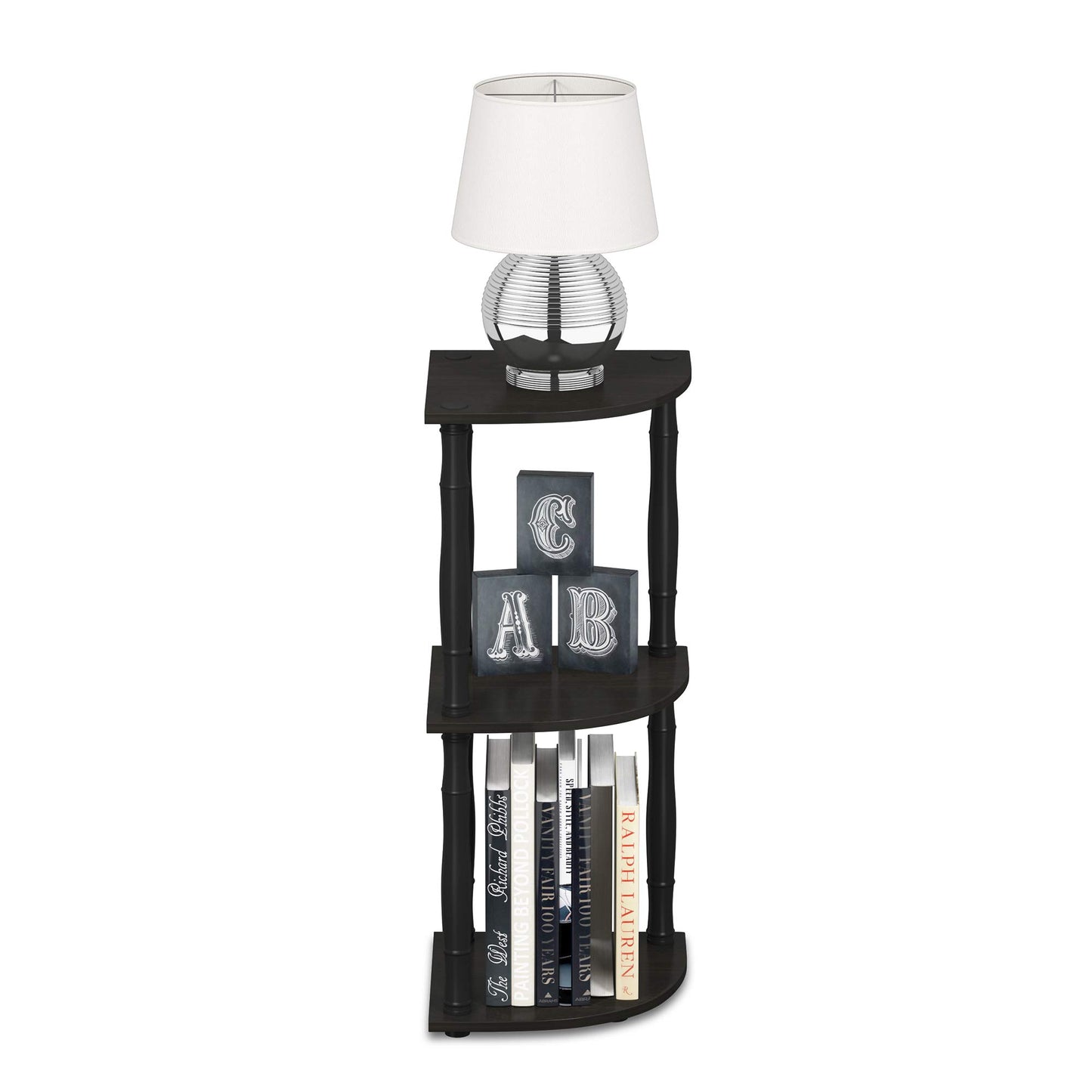 Furinno Turn-N-Tube 3-Tier Corner Display Rack Multipurpose Shelving Unit with Classic Tube, Espresso/Black