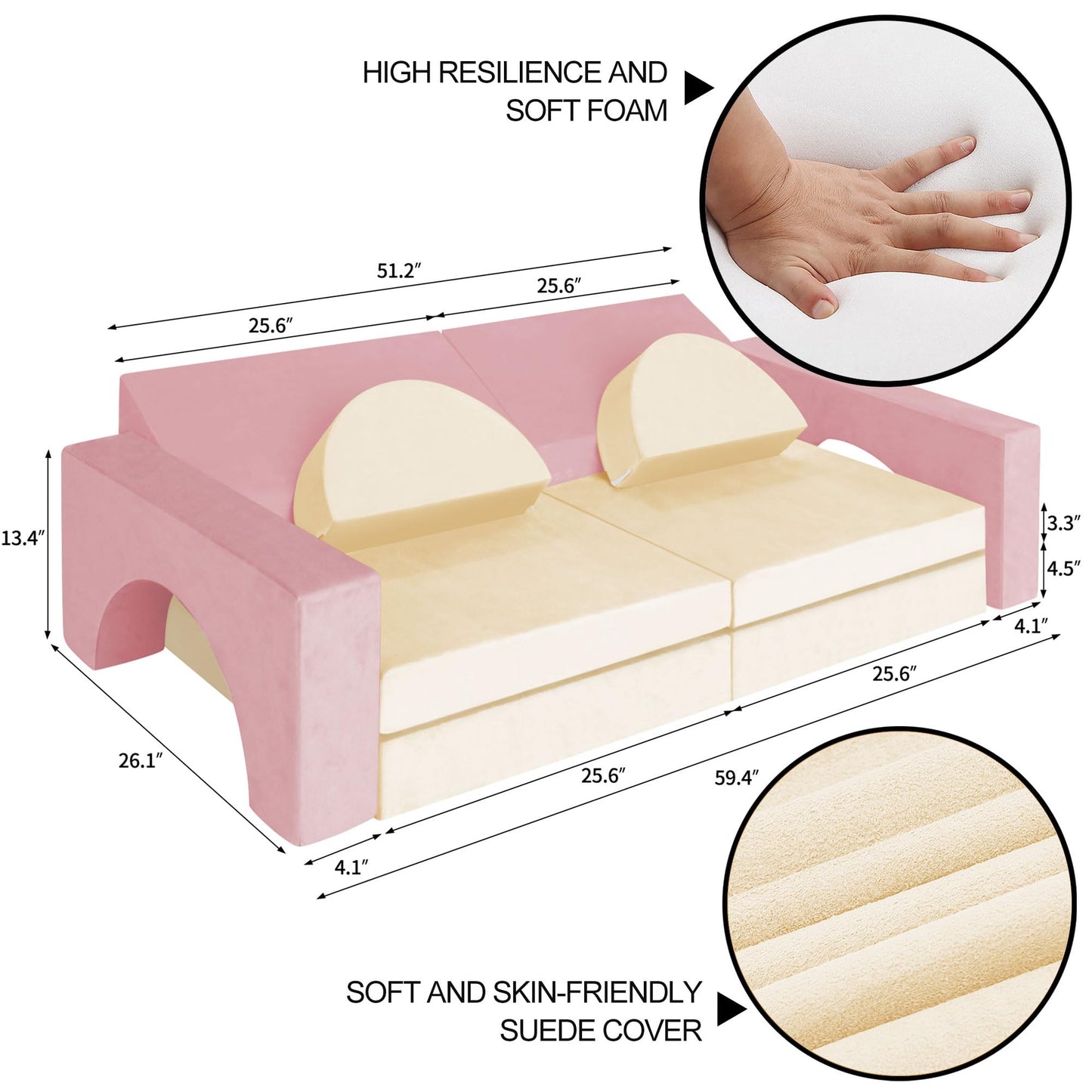 8PCS Kids Modular Foam Play Couch Set