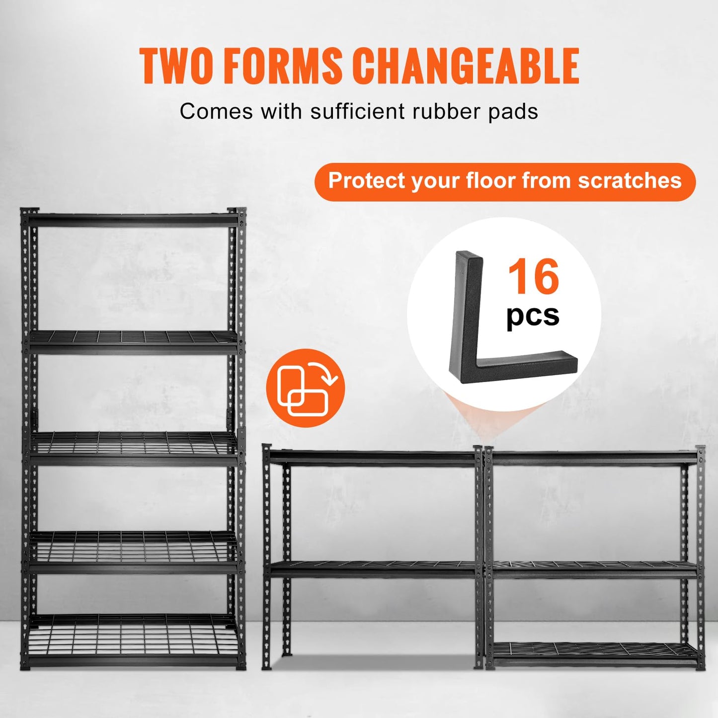 VEVOR Storage Shelving Unit, 5-Tier Adjustable Storage Shelves, 36" L x 16" W x 72" H Heavy Duty Garage Storage Shelves, Metal Shelves for Kitchen Pantry Basement Bathroom Laundry