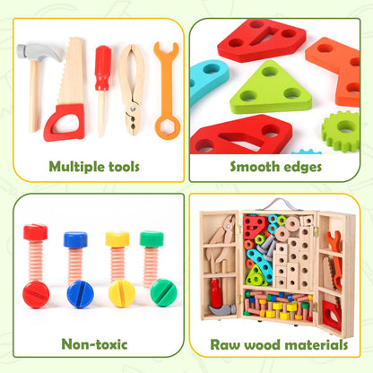Kids Wooden Tool Set for Pretend Play STEM