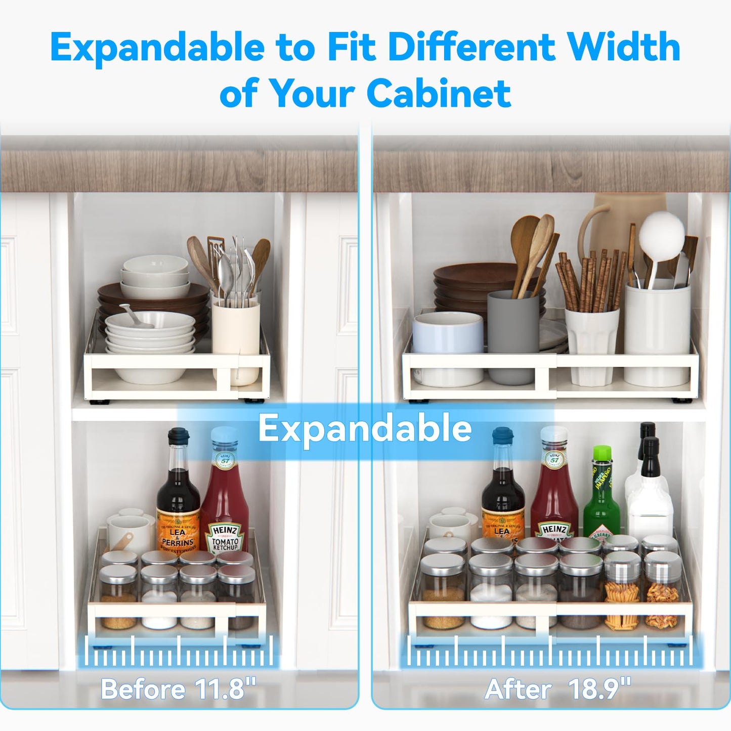 Expandable Pull Out Cabinet Organizer for Kitchen