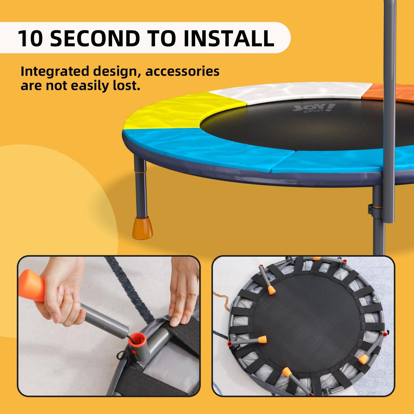 3FT Toddler Trampoline with Adjustable Handlebar