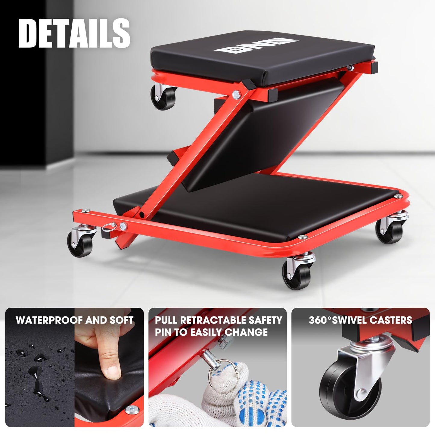DNA MOTORING 36" 2-in-1 Rolling Car Creeper