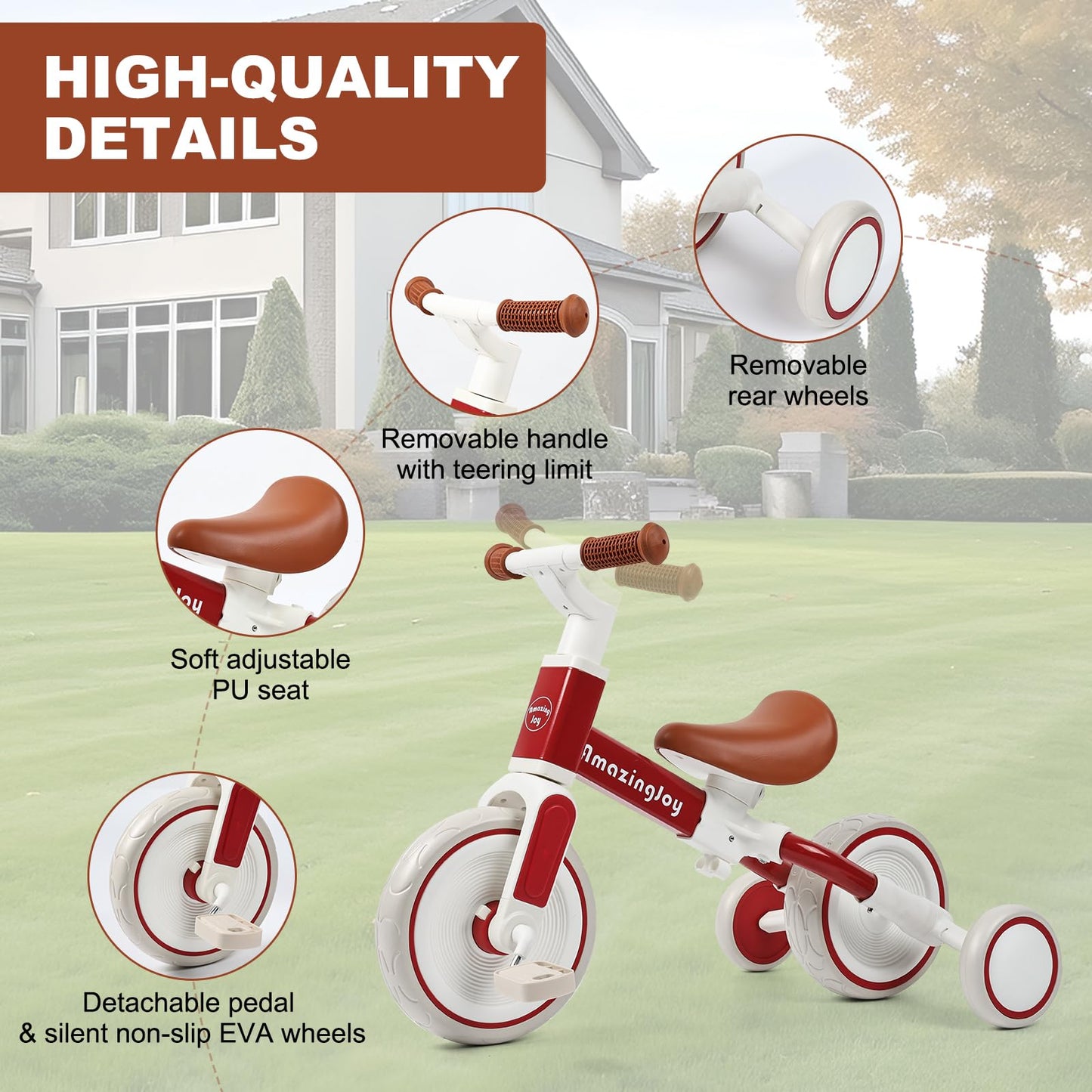 4-in-1 Toddler Tricycle for Ages 2-5