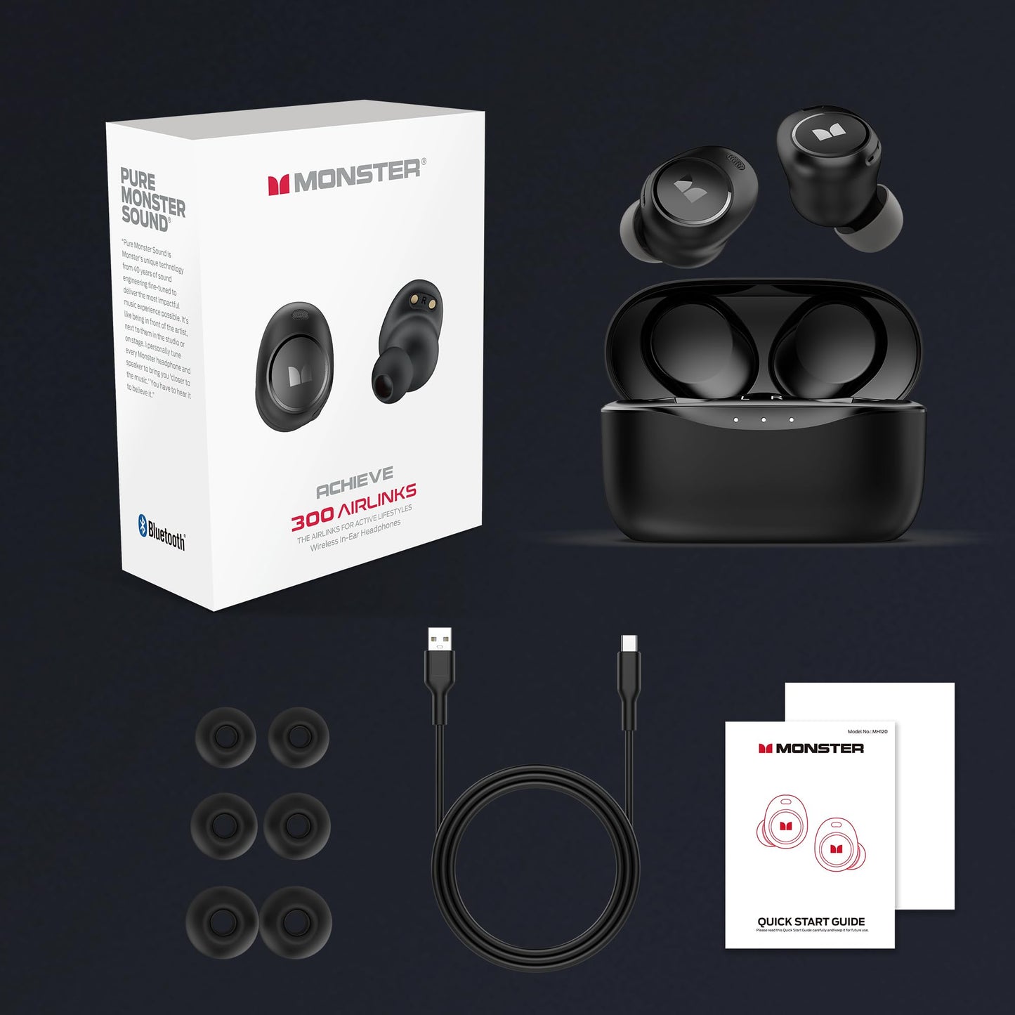 Monster Wireless Earbuds with USB-C Charging Case